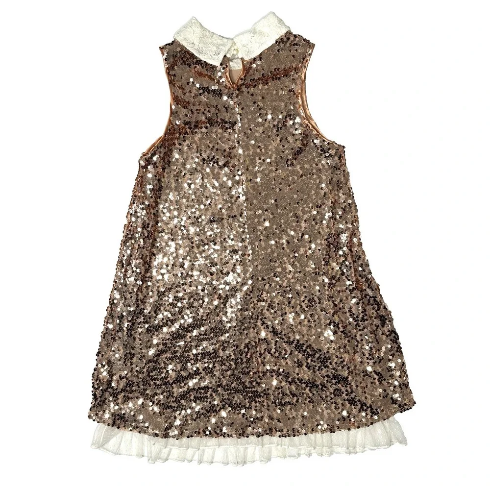Girl's Sz: 16 Rose Gold Copper Sequin Mini Shift Dress by Beautees